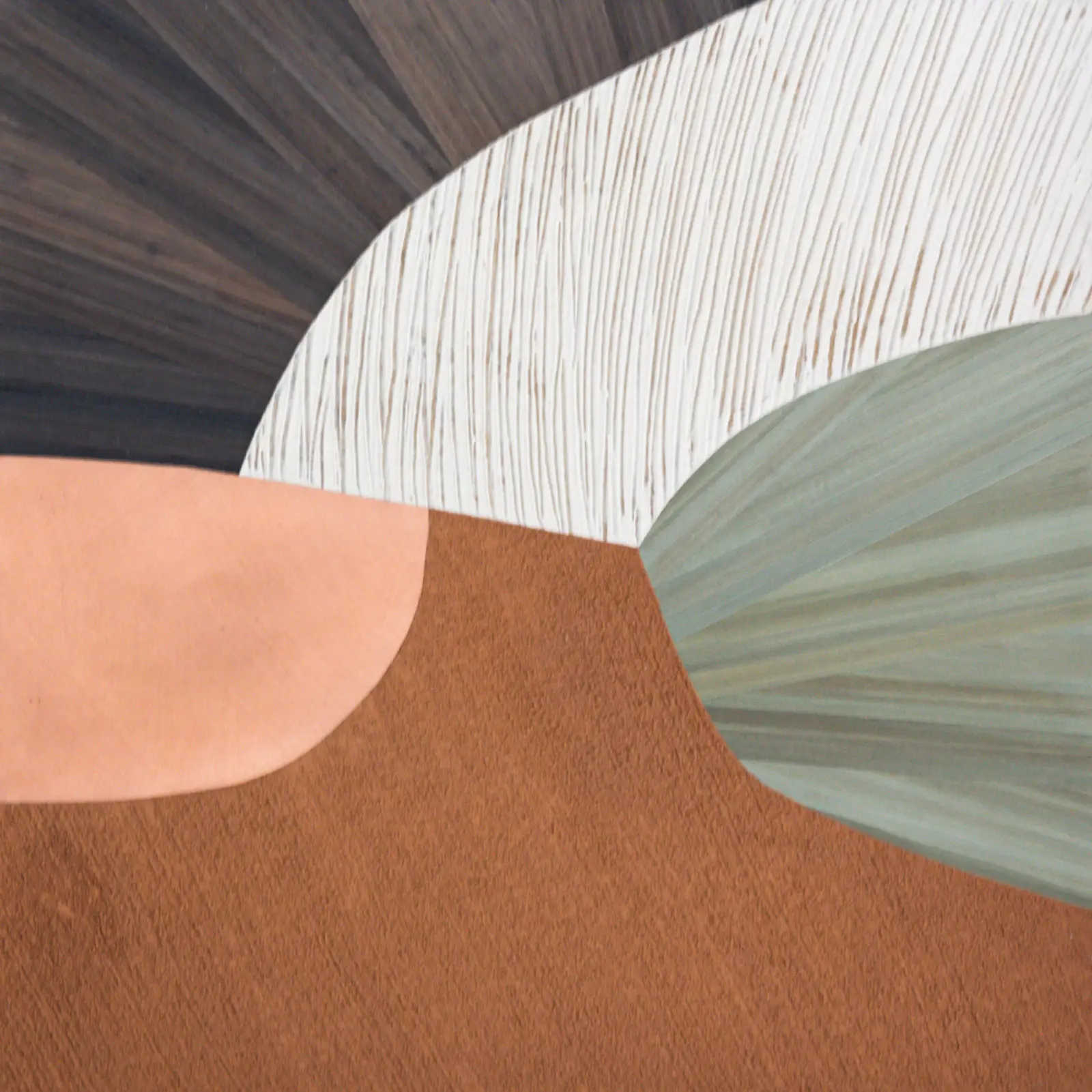 Peinture abstraite aux couleurs terre et pastel.